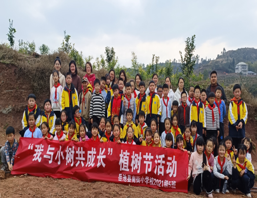 岳池縣南街小學(xué)校開展“我與小樹共成長”植樹節(jié)主題活動